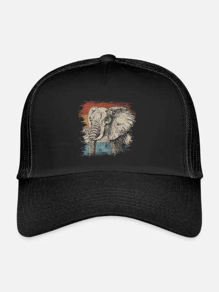 éléphant - Casquette trucker  - noir/noir - Devant