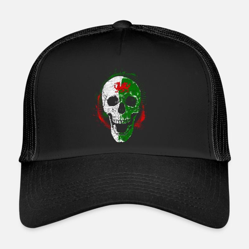 Wales skull Halloween dragon Celts - Trucker Cap - black/black