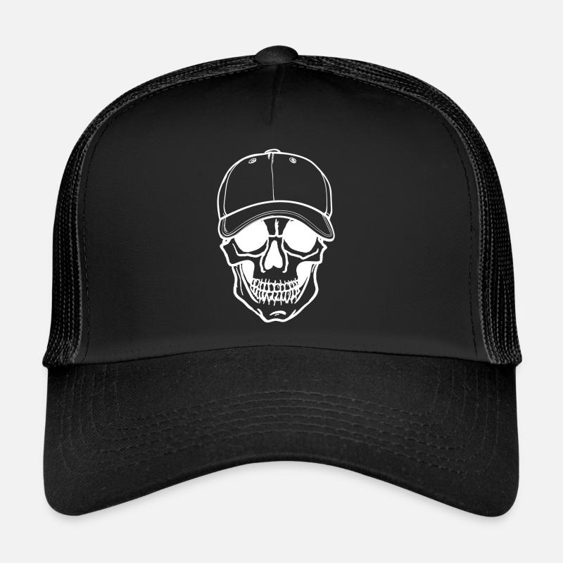 Totenkopf - mit Kappe - Trucker Cap - Schwarz/Schwarz
