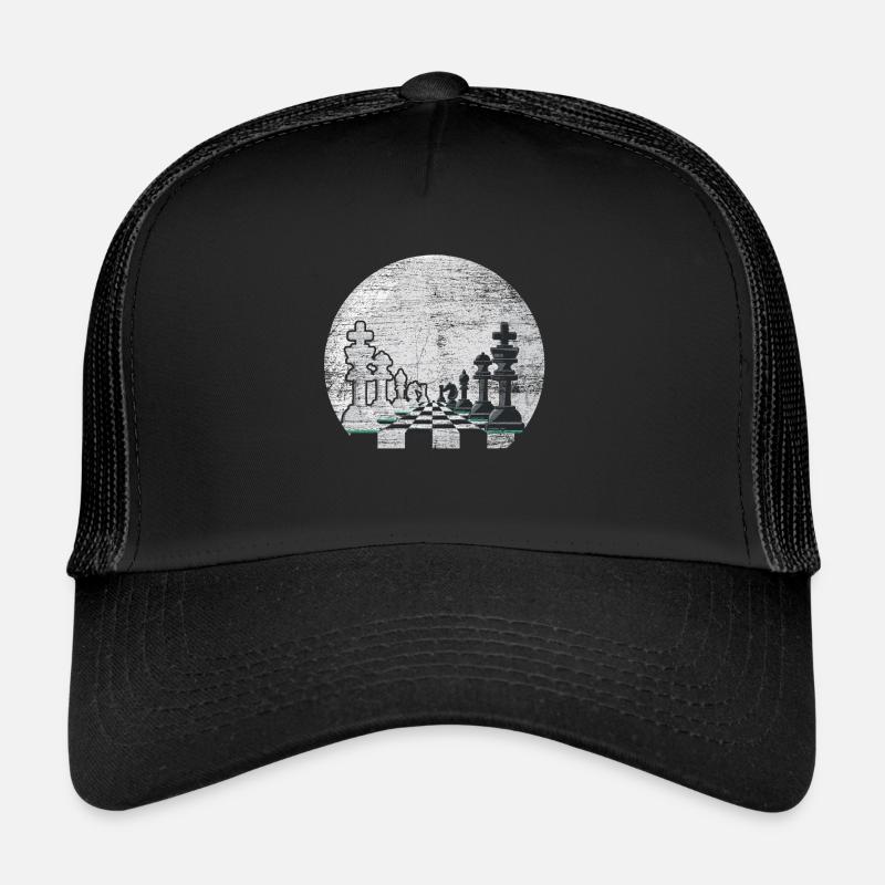 Schach Mond Geschenk Schachbrett Schachmatt Taktik - Trucker Cap - Schwarz/Schwarz