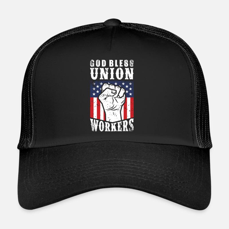 Dieu Bless Union Travailleurs Pro Union Travailleur Protest Dark Casquette trucker 