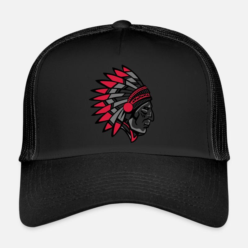 Indian Indianer - Trucker Cap - Schwarz/Schwarz