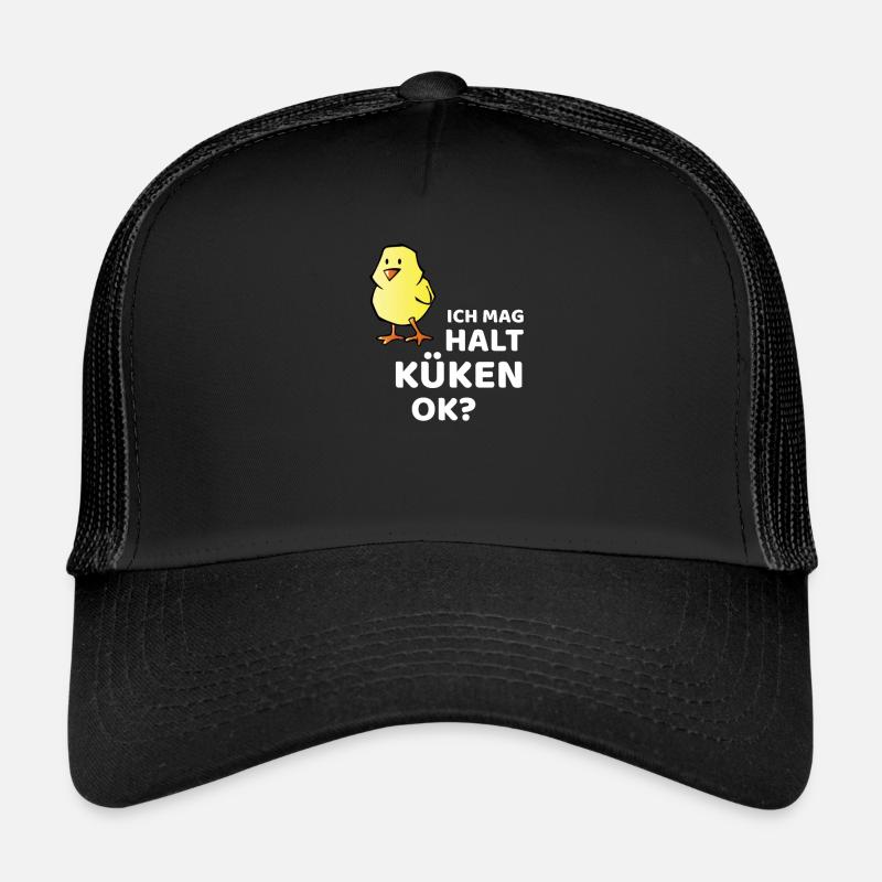 Ich mag halt Küken - Trucker Cap - Schwarz/Schwarz