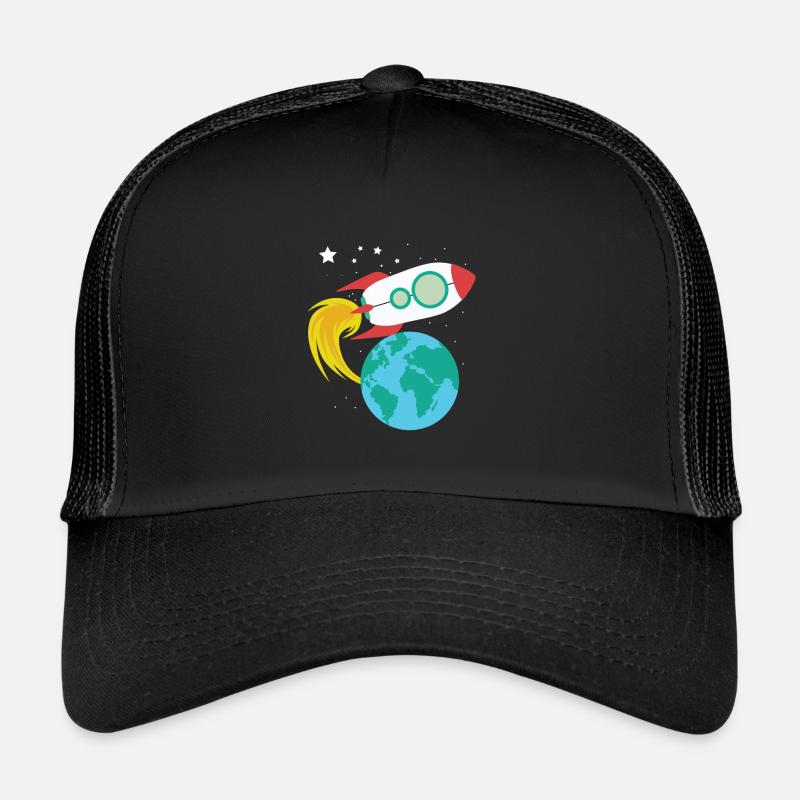 Fusée dans l’espace planète Terre pour les enfants - Casquette trucker - noir/noir