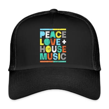 Peace love house music - Trucker Cap - black/black - Front