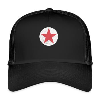 Grunge Stern in Rot auf Weiß Shirt - Trucker Cap - Schwarz/Schwarz - Vorne