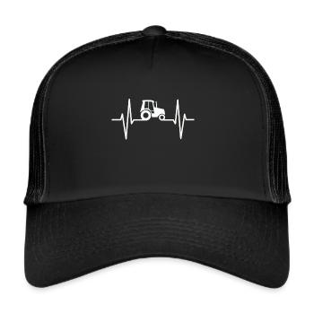Agriculture Farmer Heartbeat Tractor - Trucker Cap - black/black - Front
