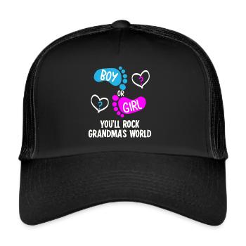 Babyparty Mädchen oder Junge Großmutter Oma - Trucker Cap - Schwarz/Schwarz - Vorne