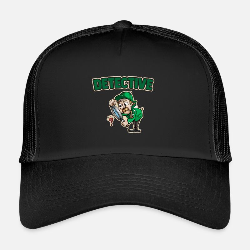 Détective avec loupe - Casquette trucker  - noir/noir
