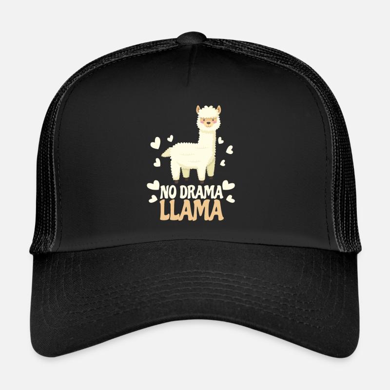 No Drama Lama Llama Geschenk - Trucker Cap - Schwarz/Schwarz