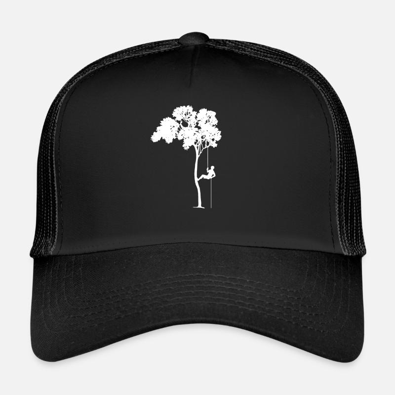 Baum Abseilen Klettern Beruf Geschenk - Trucker Cap - Schwarz/Schwarz