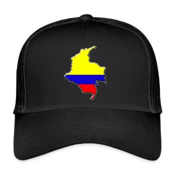 Kolumbien Flagge Landkarte - Trucker Cap - Schwarz/Schwarz - Vorne