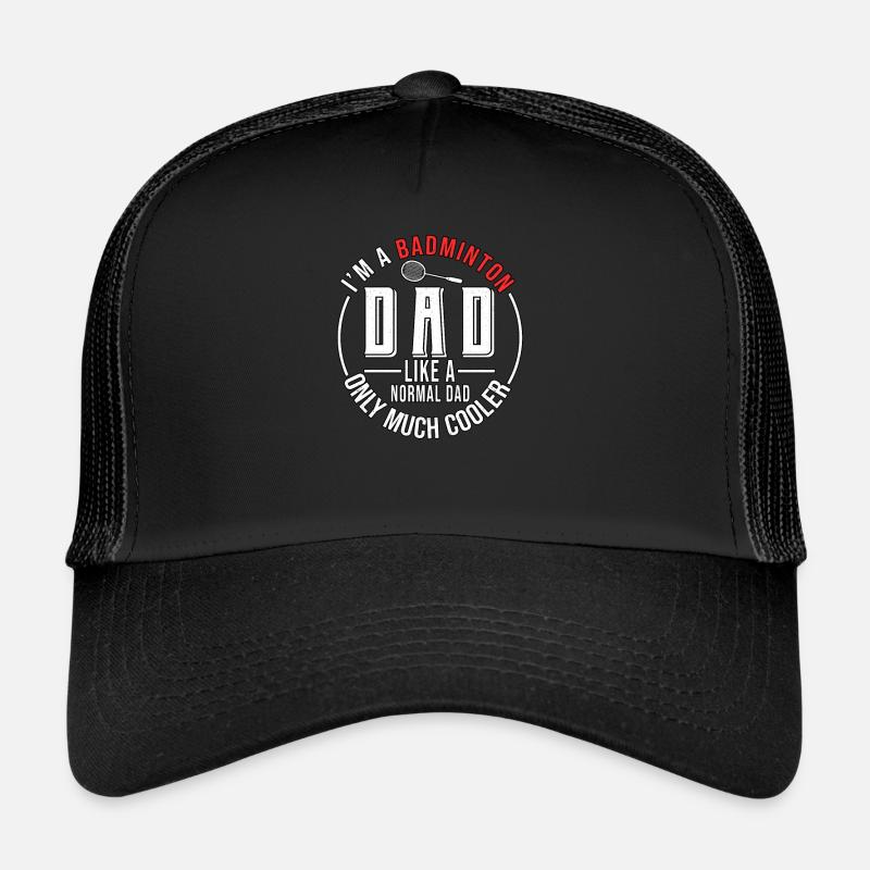 Cooler Badminton Papa Papi Vater Spruch Geschenk - Trucker Cap - Schwarz/Schwarz