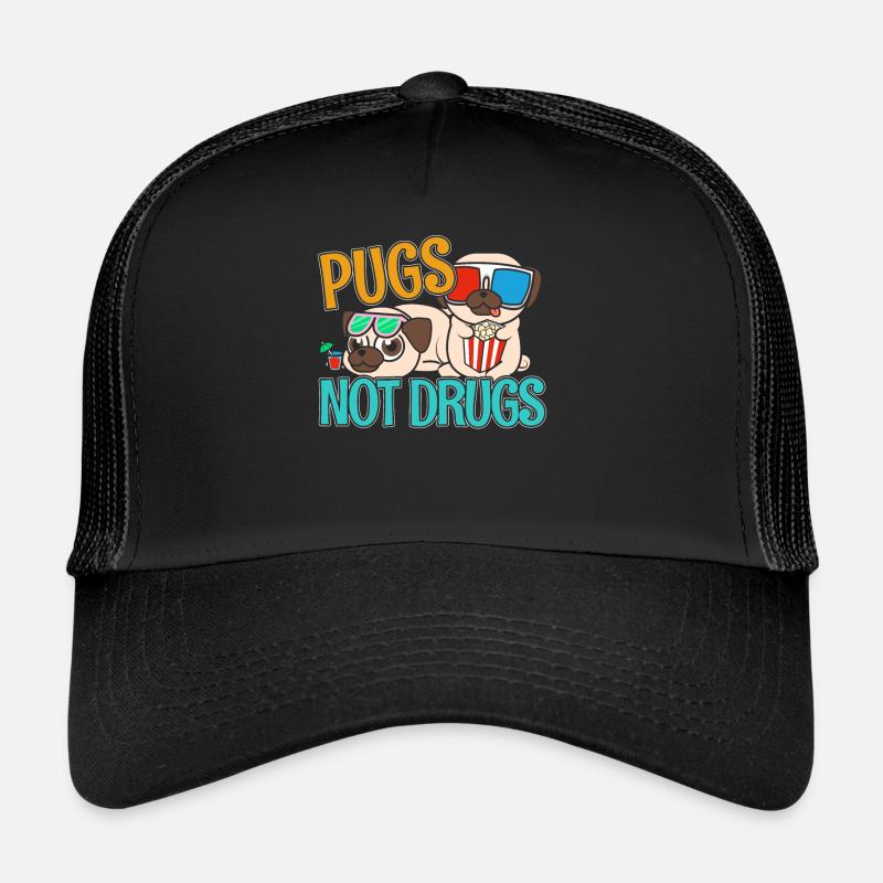 Pugs Not Drugs Mops Möpse Hund Gassi Geschenk Trucker Cap