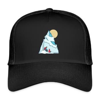 Adventure winter holidays father son T-shirt - Trucker Cap - black/black - Front