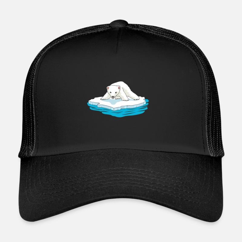 Eisbär Eisscholle Arktis Nordpol Kälte Gletscher - Trucker Cap - Schwarz/Schwarz