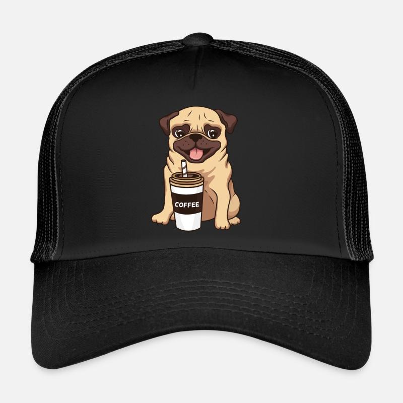 Pug Coffee Sitting Trucker Cap