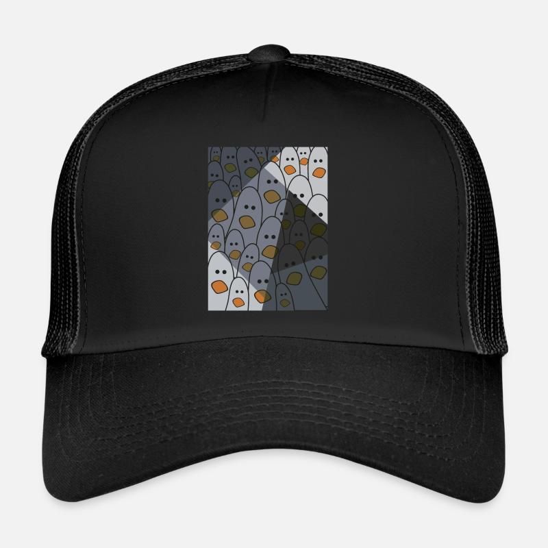 Möwen T-Shirt - Vogelmotiv Möwen Geschenkidee - Trucker Cap - Schwarz/Schwarz