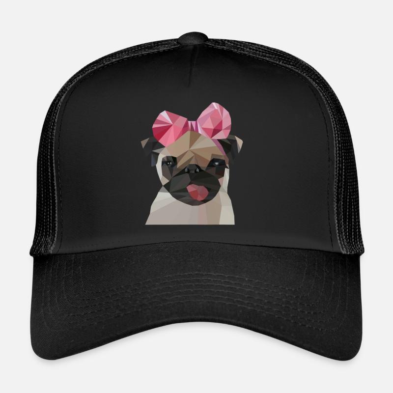 Mops mit Schleife Trucker Cap