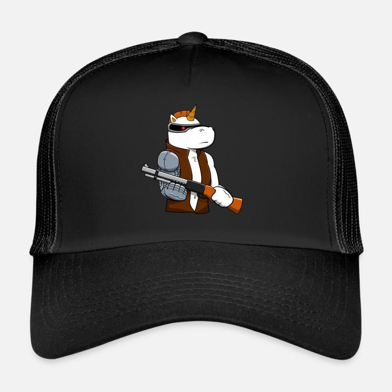 Unicorn cyborg mechanic gift - Trucker Cap - black/black