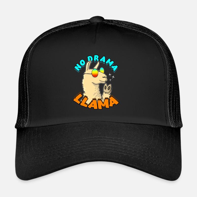 No Drama LLama Lama Geschenkidee Spruch - Trucker Cap - Schwarz/Schwarz