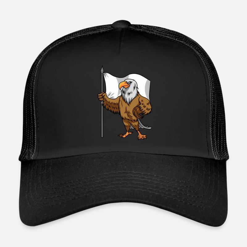 Stolzer Adler mit Friedens Fahne Weißkopfseeadler - Trucker Cap - Schwarz/Schwarz