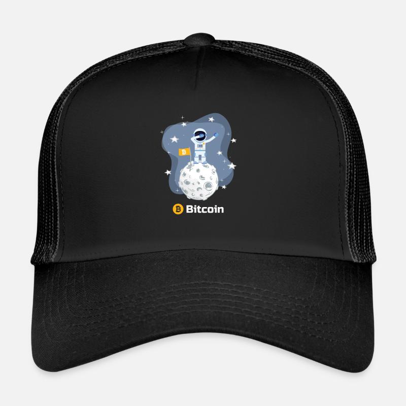 lustiger crypto Bitcoin moon Astronaut Dabbing - Trucker Cap - Schwarz/Schwarz