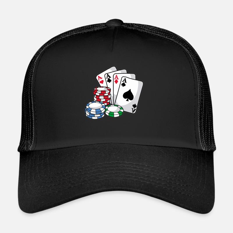 POKER Cards Poker Chips Texas Holdem Gift Trucker Cap