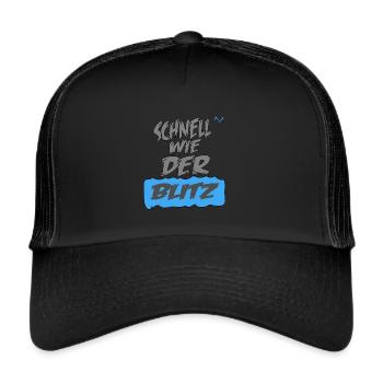 Schnell wie der Blitz - Trucker Cap - Schwarz/Schwarz - Vorne