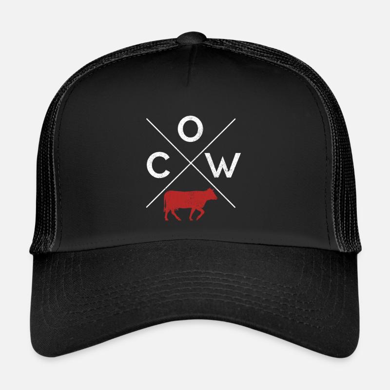 COW Kuh Rind Stier Milchkuh Kalb Bauer Geschenk - Trucker Cap - Schwarz/Schwarz