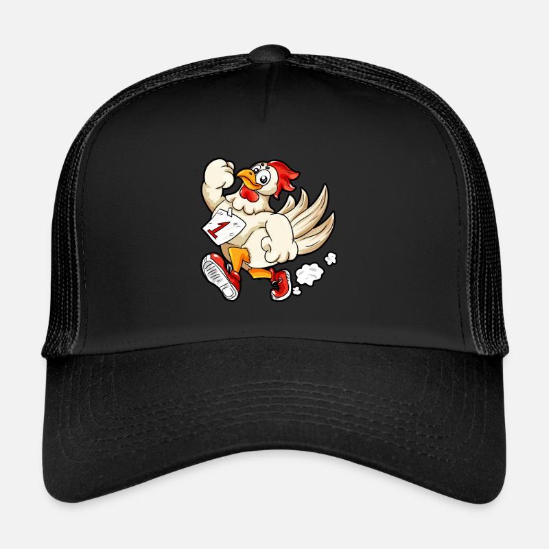 rennendes Huhn Startnummer 1 Marathon Läufer Comic Trucker Cap