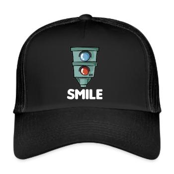 SMILE Starenkasten Blitzer Raser Knöllchen Cartoon - Trucker Cap - Schwarz/Schwarz - Vorne