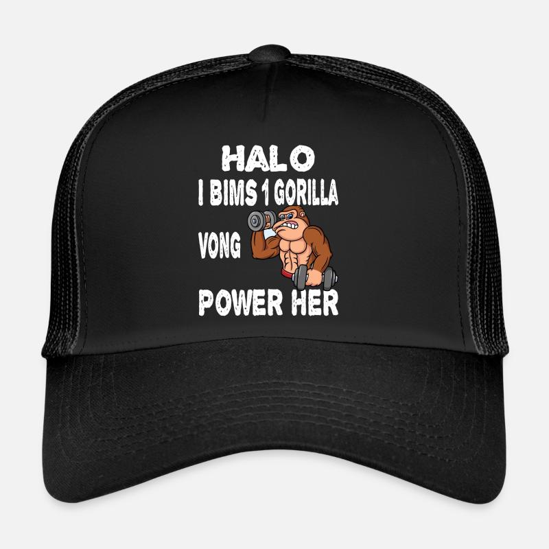 I Bims 1 Gorilla Vong Power her - Trucker Cap - Schwarz/Schwarz