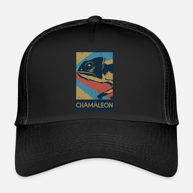 Chamäleon Geschenk - Trucker Cap - Schwarz/Schwarz