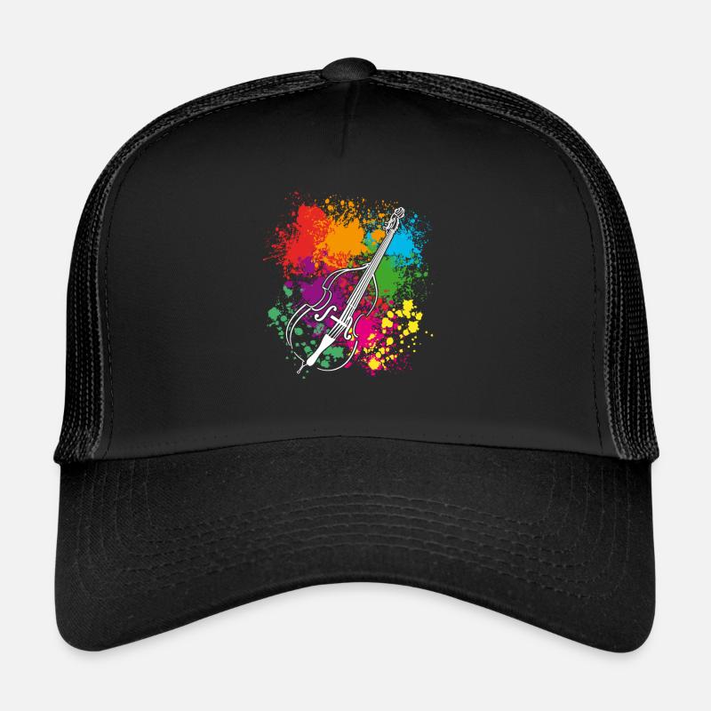 Kontrabass - Farbkleckse - Trucker Cap - Schwarz/Schwarz