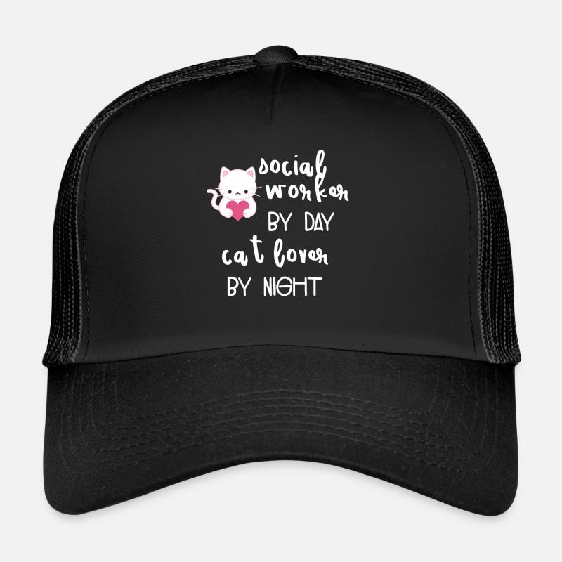 Assistante sociale - assistante sociale - chat - Casquette trucker  - noir/noir