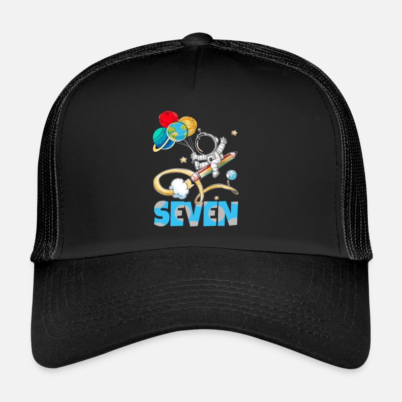Kindergeburtstag 7.Geburtstag Junge 7j Jahre - Trucker Cap - Schwarz/Schwarz