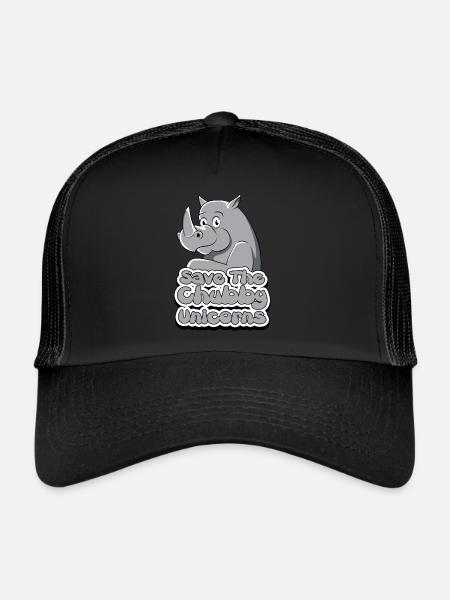 RhinoCeros Rhino Chubby Unicorn Gift - Trucker Cap - black/black - Front