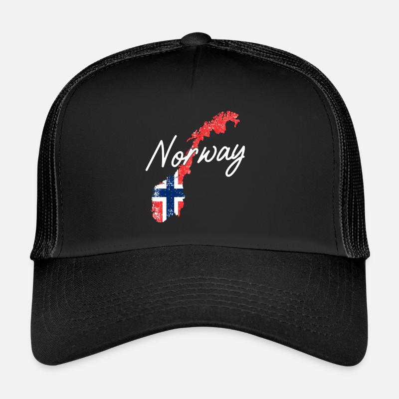 Pays Drapeau Norvège - Casquette trucker - noir/noir