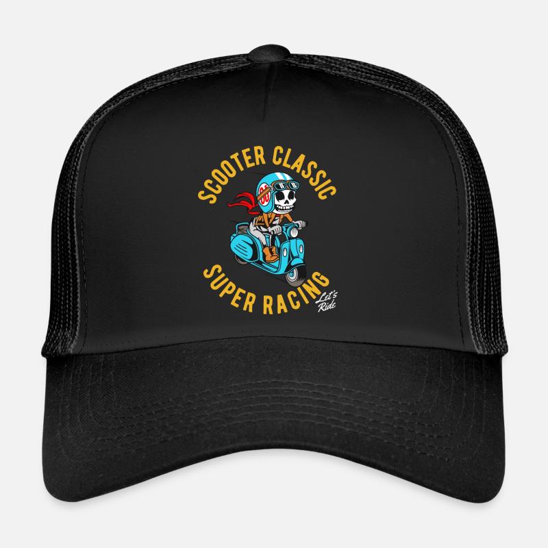 Motorroller classic Skelett - Trucker Cap - Schwarz/Schwarz