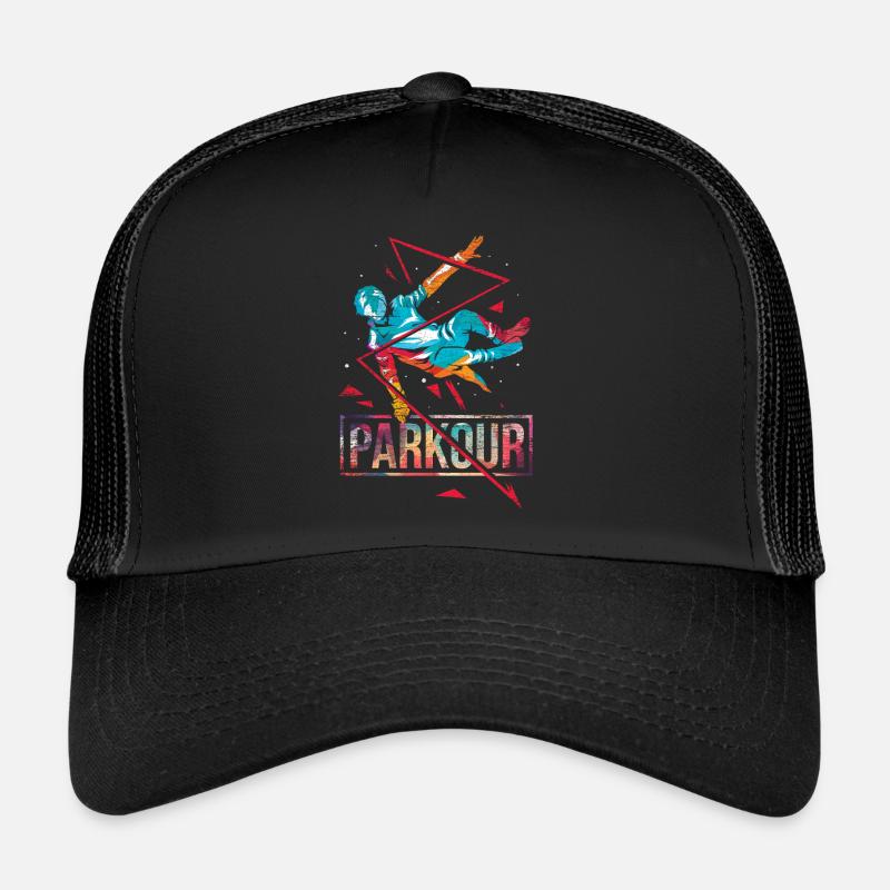 Parkour Polygon Geschenk - Trucker Cap - Schwarz/Schwarz