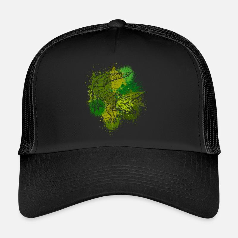Krokodil Aligator Raubtier Reptilien Geschenk - Trucker Cap - Schwarz/Schwarz