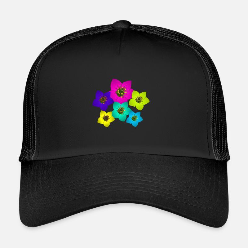 wundervolle bunte Blumen, Blumenstrauß, Blüten - Trucker Cap - Schwarz/Schwarz