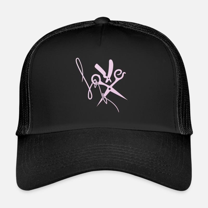 Friseur Haare LOVE Schere Geschenk - Trucker Cap - Schwarz/Schwarz
