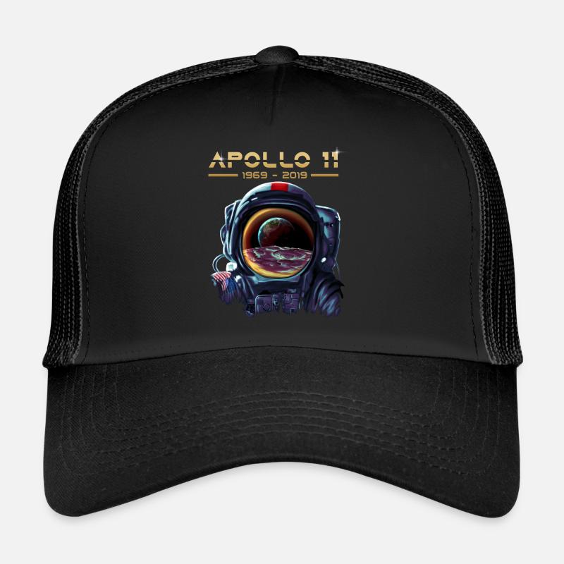 Apollo 11-Astronaut mit Erdreflexionsmond - Trucker Cap - Schwarz/Schwarz