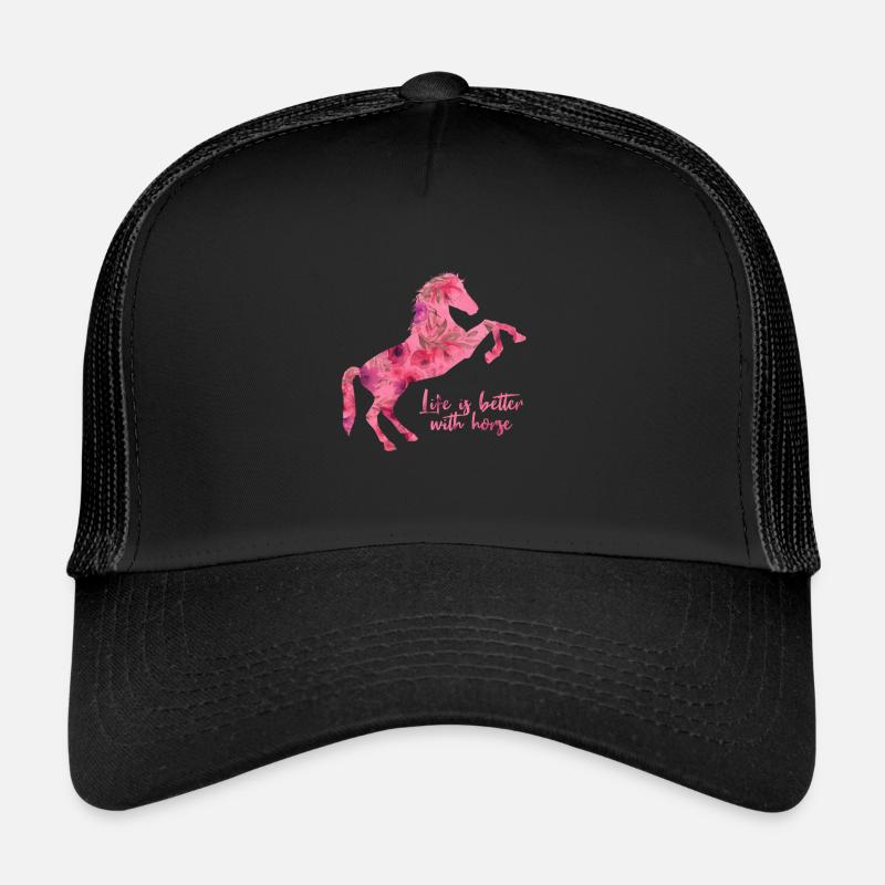 Pferd - Trucker Cap - Schwarz/Schwarz