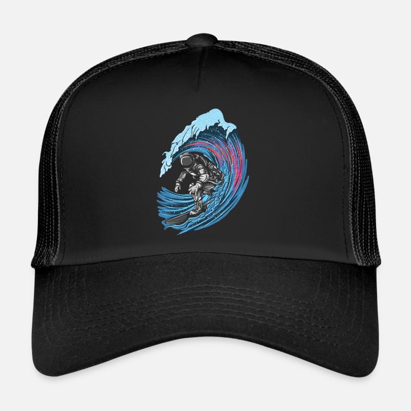 Astronaute surfeur élégant espace extérieur - Casquette trucker  - noir/noir