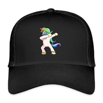 Dabbing Einhorn Party Einhornliebhaber Geschenk - Trucker Cap - Schwarz/Schwarz - Vorne