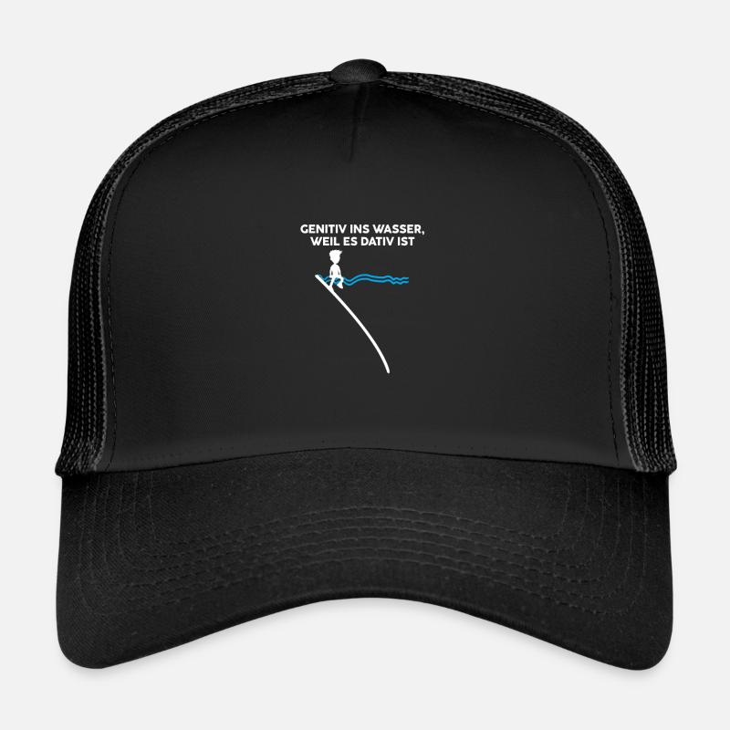 Genitiv Wasser Dativ Deutsch Grammatik Geschenk - Trucker Cap - Schwarz/Schwarz