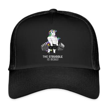 Einhorn Kreuzheben the struggle is real Geschenk - Trucker Cap - Schwarz/Schwarz - Vorne